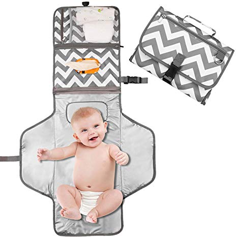 Vextronic Portable Diaper Changing pad Waterproof Changing mat Travel Changing Station with Memory Foam Baby Head Pillow for Newborn Baby