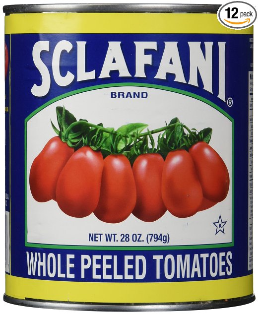 Sclafani Whole Peeled Tomatoes with Juice, 28 Ounce (Pack of 12)