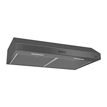 Broan Glacier Convertible Range Hood, Exhaust Fan and Light Combo for Over Kitchen Stove, Black Stainless Steel, 30", 1.2 Sones, 300 CFM