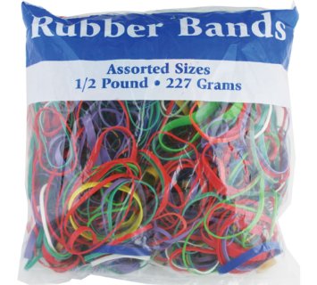BAZIC Assorted Dimensions 227g05 lbs Rubber Bands Multi Color 465-48P