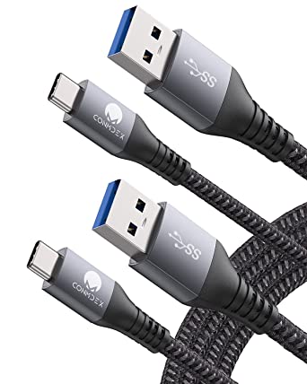 USB C Cable 10Gbps, CONMDEX (2-Pack, 10ft) USB-A 3.1 Gen 2 USB-C Android Auto Cable, 3A Fast Charging Long Sync Data Cord for Samsung Galaxy S10 S9 S8 S20 Plus A51 A1, Note 10 9 8, LG, PS5 Controller