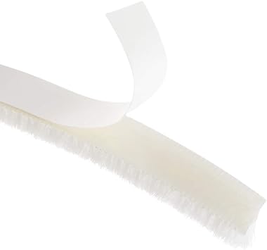 uxcell Brush Weather Stripping, Adhesive Felt Door Seal Strip Pile Weatherstrip Door Sweep Brush for Door Window 197Inch L X 0.2 Inch W (5000mm X 5mm) White