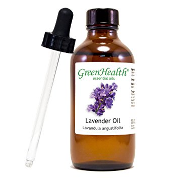 Lavender – 4 fl oz (118 ml) Glass Bottle w/ Glass Dropper – 100% Pure Essential Oil – GreenHealth