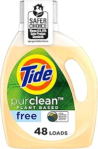 Tide Purclean Liquid Laundry Detergent, 75% Plant-Based, Unscented, 63 fl oz, 48 loads