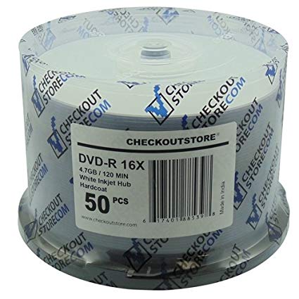 CheckOutStore 600 16X DVD-R 4.7GB ARCHIVAL Hard Coat White Inkjet Hub