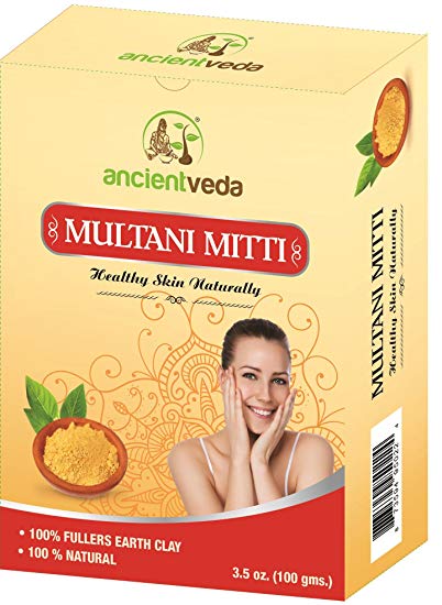 Multani Mitti 200gms, 100% Fullers Earth Clay, 100% Natural, No Chemicals, No Preservatives - 7 Oz(Pack of 2 X 100 Gms) - Ancient Veda