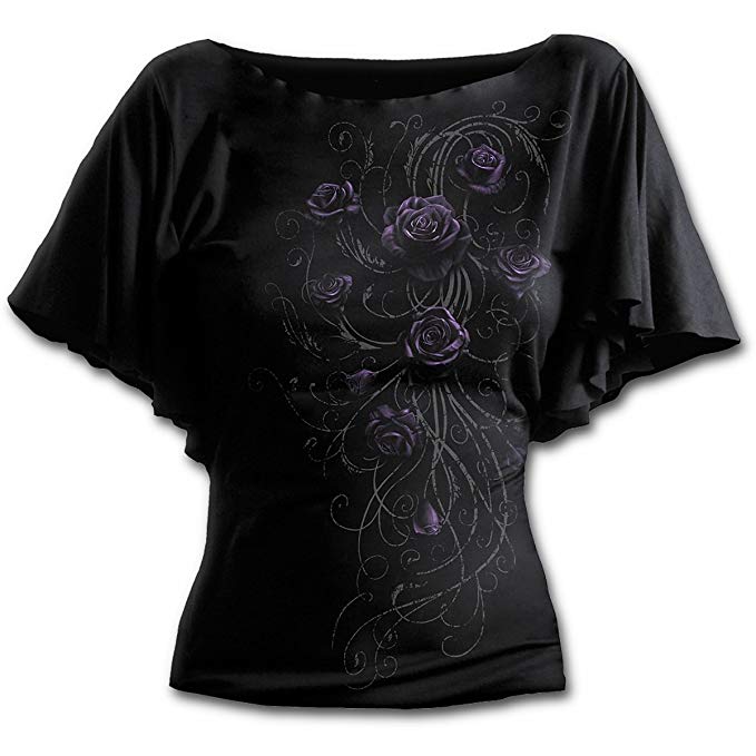 Spiral - Womens - ENTWINED - Boat Neck Bat Sleeve Top Black