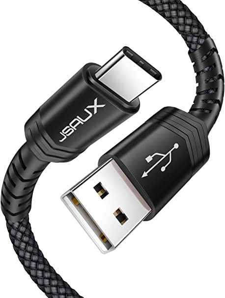 USB Type C Cable 3A Fast Charging [2-Pack 10ft], JSAUX USB-A to USB-C Charge Braided Cord Compatible with Samsung Galaxy S10 S9 S8 S20 Plus A51 A11,Note 10 9 8, PS5 Controller, USB C Charger (Black)