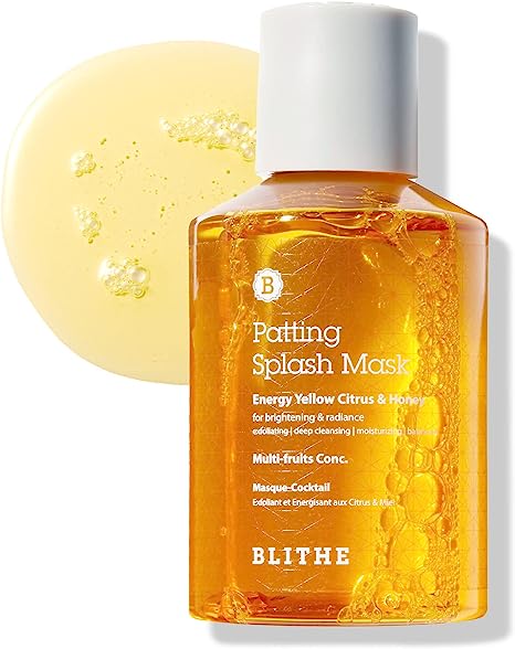 BLITHE Patting Splash Mask Exfoliating Face Wash with Yellow Honey - Korean Chemical Exfoliant for Face AHA Lactic Acid for Dark Spots, Energy Citrus for Skin Brightening & Radiance 5.07 Fl Oz