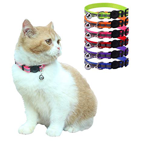 OFPUPPY 6 Pcs Breakaway Cat Collars with Bell - Reflective and Adjustable Style - for Small Pets, puppies and Kitty