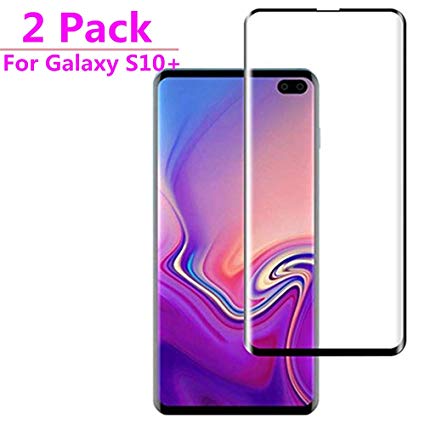 Samsung Galaxy S10 Plus Screen Protector[Black](2 Pack), Caozenb 3D Full Coverage, HD Clear,Anti-Scratch, Bubble Free Tempered Glass Screen Protector for Samsung Galaxy S10 Plus 2019 6.4 inch