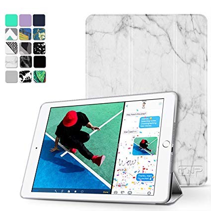 TNP New iPad 2018 2017 iPad 9.7 inch Case - Lightweight Smart Case Trifold Slim Shell Stand Cover with Auto Sleep Wake Function Feature for Apple iPad 9.7" 2018 2017 Release Tablet (Marble White)