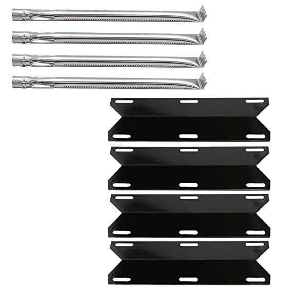 Hisencn Repair Stainless Steel Burner Pipe Tube, Porcelain Heat Plate Tent Flame Tamer, Burner Cover Relacement Parts for Permasteel PG-50400-S, Charmglow 720-0304, Nexgrill 720-0304 Gas Grill Models