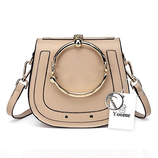 Yoome Elegant Rivets Punk Style Circular Ring Handle Handbags Messenger Crossbody Bags For Girls