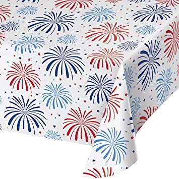 Creative Converting 327220 Patriotic Plastic Tablecloth, Multicolor