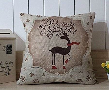 45*45cm Deer Merry Christmas 2014 Best Gift Christmas EIK Linen Pillow Case with Placemat