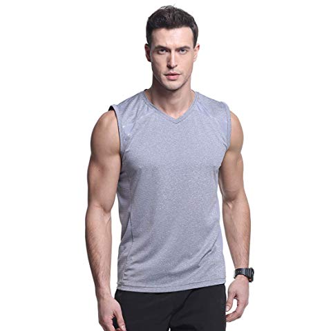 Truity Men's Slim-Fit Mesh Stretchy Sleeveless Tank Top Moisture-Wicking Athletic Shirts