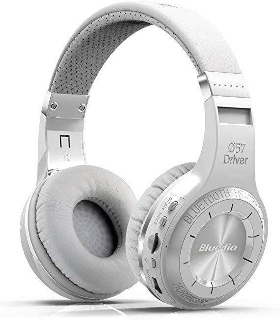 Bluedio H Plus Hurricane Turbine Wireless Bluetooth 5.0 Stereo Headphones with Mic/Micro SD Card Slot/FM Radio, Cloud Function Voice Contral (Bluetooth 5.0, White)