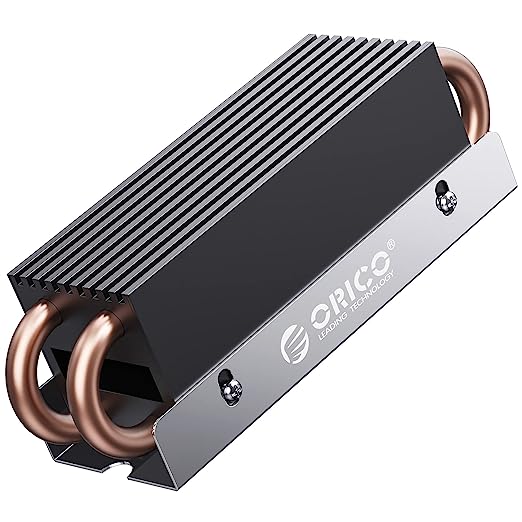 ORICO M.2 SSD Heatsink with M2 Thermal Pad Thermal Conduction Aluminium Cooling for Single and Double-Sided 2280 NVME/NGFF M.2 SSD and PS5, Black-M2HS4