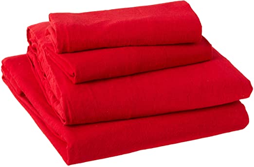 Pointehaven Flannel Deep Pocket Set with Oversized Flat Sheet, King, Rococo Red