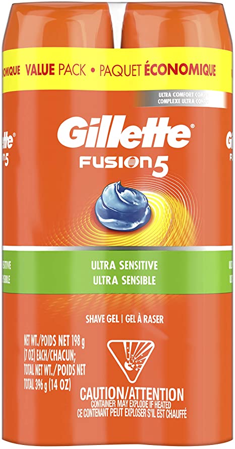 Gillette Fusion Ultra Sensitive Hydra Gel Men's Shave Gel Twin Pack , 396 grams