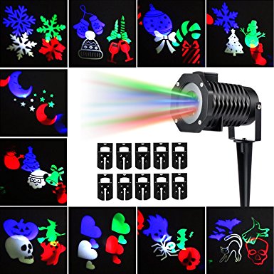 Christmas Projector Lights Led Projection Light, Kohree Outdoor Light Snowflake Spotlight 10 Pattern Sparkling Landscape Lights for Holiday Party Waterproof Multilcolor