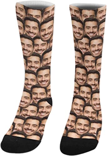 Custom Face Socks Funny Photo Printed Socks，Personalized Novelty CrewSocks，Gag Gift Idea For Men Women Pet Lover