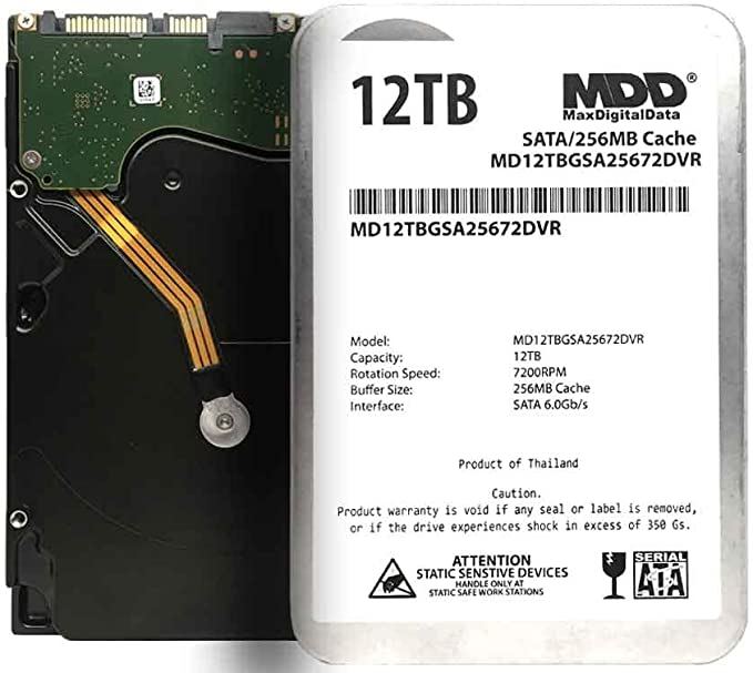 MDD 12TB 7200 RPM 256MB Cache SATA 6.0Gb/s 3.5inch Internal Hard Drive for Surveillance Storage (MD12TBGSA25672DVR) - 3 Years Warranty