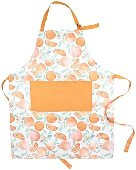 Sage and Stitch Adjustable Neck Cooking Apron for Women 27'' x 33'' Machine Washable with 2 Pockets for Chef BBQ Baking - Oranges