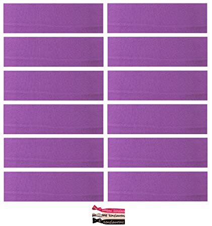 Kenz Laurenz Soft and Stretchy Elastic Cotton Headbands, (Pack of 12) - Purple