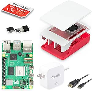 CanaKit Raspberry Pi 5 Essentials Starter Kit with Official White/Red Case (8GB RAM)