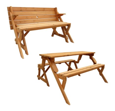 Leisure Season Folding Picnic Table and Bench Solid Wood Decay Resistant