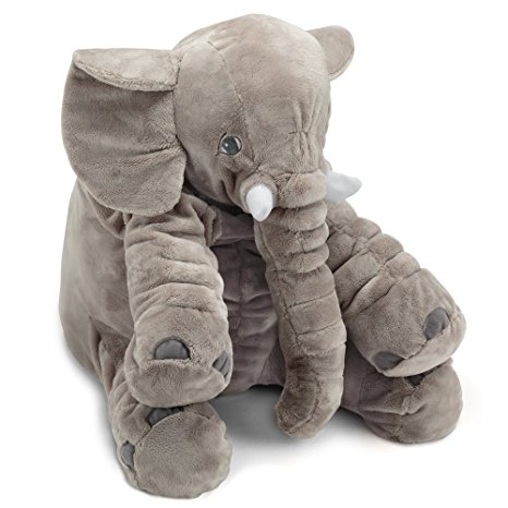 Naturally Nature Stuffed Plush Elephant Pillow, Baby pillow, 24 inches