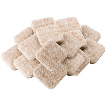SoftTouch Self-Stick Furniture Felt Pads for Hard Surfaces (16 Piece) - Oatmeal, Square, 1-Inch
