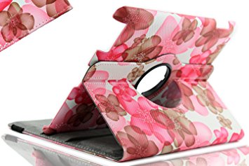 Ctech Stylish Lucky Flowers Case With 360 degrees Rotating Swivel Stand-Pink