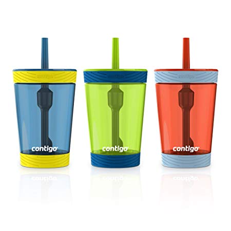 Contigo  Spill-Proof Kids Tumbler, 3-Pack, Nautical, Granny Smith And Vermillion