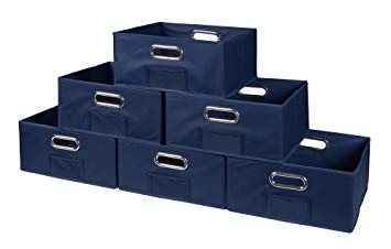 Niche Cubo Half-Size Foldable Fabric Storage Bins (Set of 6), Blue