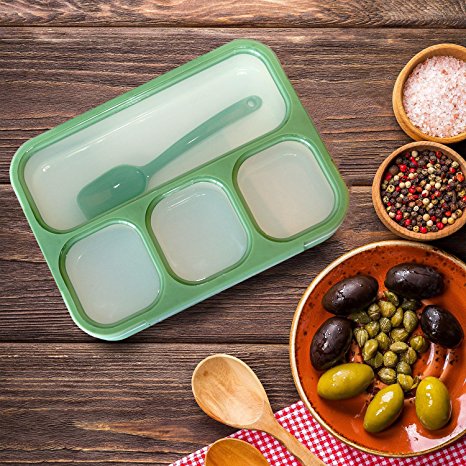 Bento Lunch Box Set for Kids And Adult, 4 Compartment Food Containers With Lids, Leakproof, BPA Free And Reusable Meal Prep Containers, Food Storage With Insulated Lunch Bag