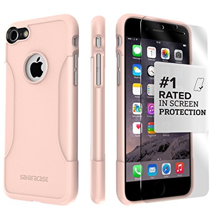 iPhone 8 Case and 7 Case, SaharaCase Protective Kit Bundle with [ZeroDamage Tempered Glass Screen Protector] Slim Fit Protection Anti-Slip Grip [Shockproof Bumper] - Rose Gold