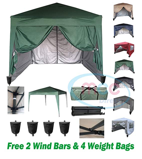 mcc direct Premier 3x3m Waterproof Pop-up Gazebo with Silver Protective Layer Marquee Canopy WS (Green)