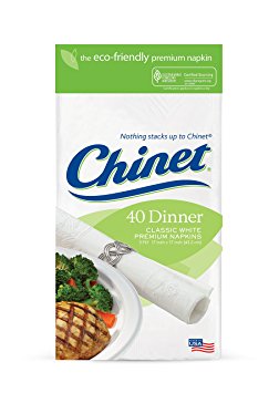 Chinet Classic 3 Ply Dinner Napkins, Large, White, 40 Count