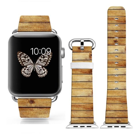 Iwatch Band Leather 42mmApple Watch Strap Genuine Leather Replacement 42mm Fun Creative Special Cool Mosaic Woodwith metal clasp together