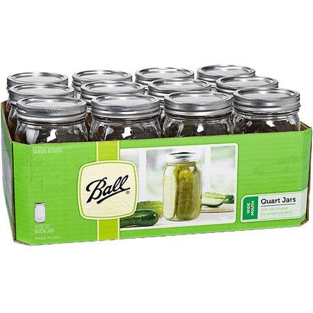 Glass Mason Jar with Lid and Band, Wide Mouth, 32 Ounce, (12Count)