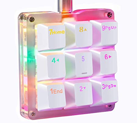 Koolertron One Handed Macro Mechanical Keyboard, RGB LED Backlit Portable Mini One-Handed Mechanical Gaming Keypad OSU! Keyboard 9 Fully Programmable Keys Red Switches