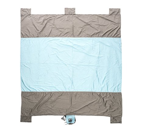 Sand Escape Compact Outdoor Beach Blanket  Picnic Blanket- 7 X 9 20 Bigger Than Other Blankets Made From Strong Ripstop Parachute Nylon Includes Built In Sand Anchors and Valuables Pocket