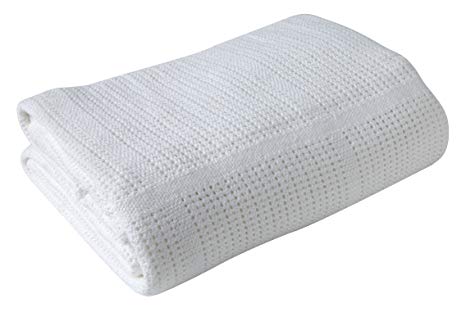 Clair de Lune Cot Bed/Cot Extra Soft Cotton Cellular Blanket (White)
