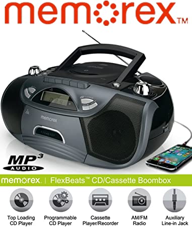 Memorex MP3262 FlexBeats CD/Cassette Boombox - Black (Refurbished)