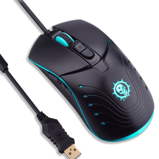Gaming Mouse, Wired 4000 DPI Pro Ergonomic Optical Gaming Gamer USB Mouse with 6 Feet Cable, Multi Button for PC, Computer, Laptop, Macbook. 6 DPI with Different LED Color Adjustable Mice