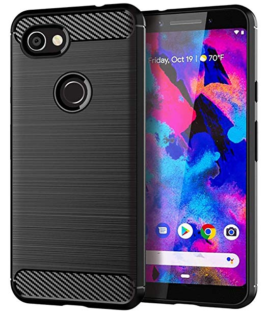 Google Pixel 3a XL Case,Yiakeng Shock Resistant Soft Glitter TPU Anti-Fingerprint Full Protective Phone Cases for Google Pixel 3a XL 6" (Black)