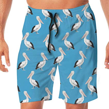 Man Summer Pelican Cartoon Funny Pattern Quick Dry Volleyball Beach Shorts Board Shorts